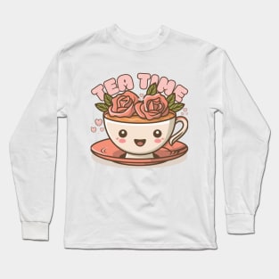 Tea Time Rose Tea Kawaii Long Sleeve T-Shirt